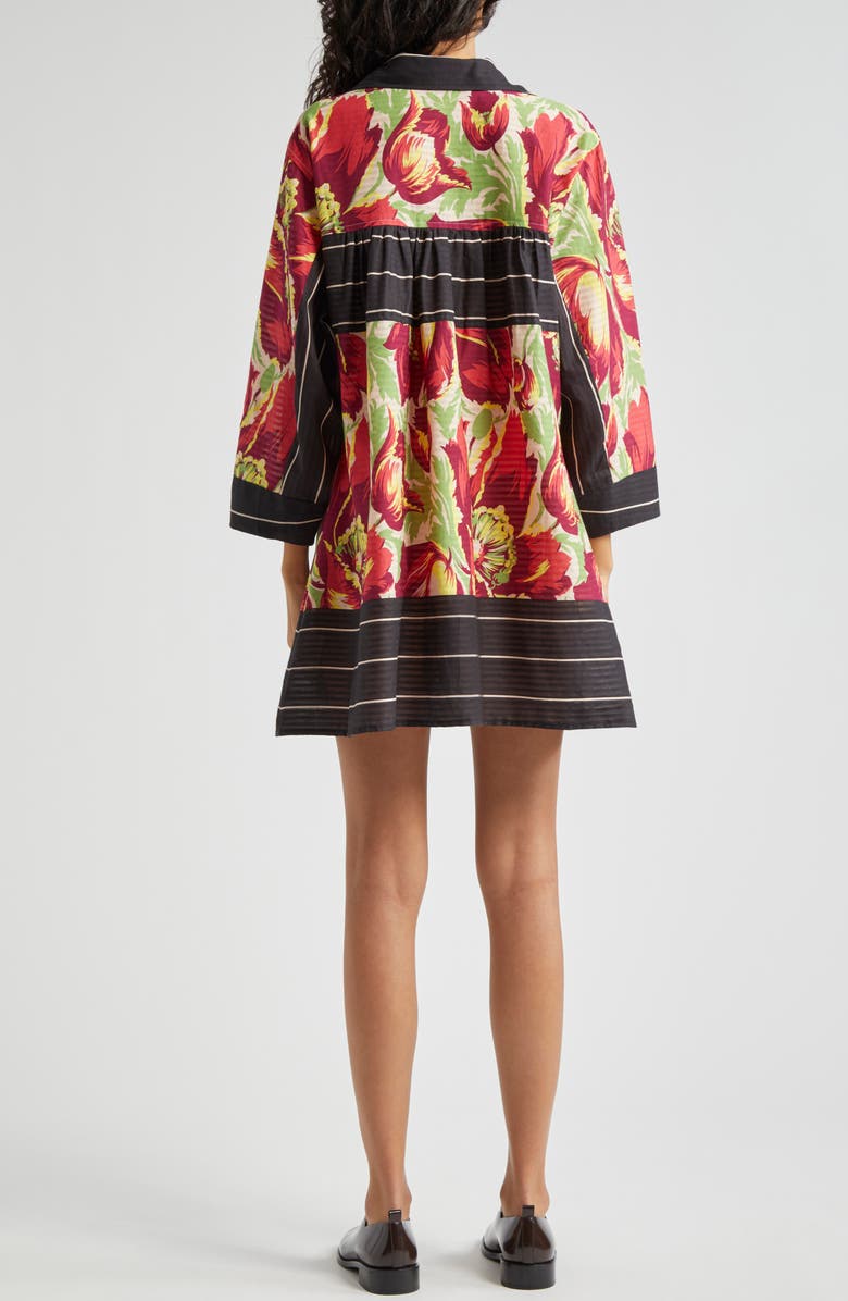 Bode Hibiscus Stripe Cotton Mini Shirtdress, Alternate, color, 