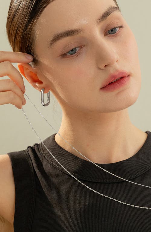 Bearfruit Jewelry Angie Rectangular Hoop Earrings In Silver