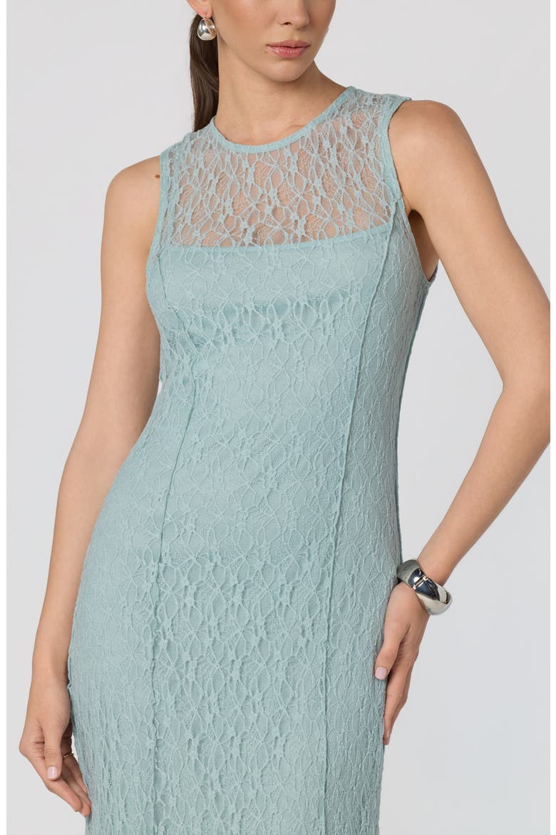 Annabella Lace Overlay Midi Dress, Alternate, color, SEAFOAM
