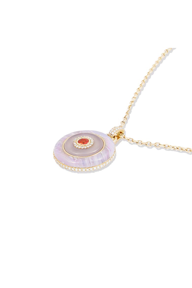 Evolve Stone Inlay Disk Pendant Necklace, Alternate, color, Purple- Gold
