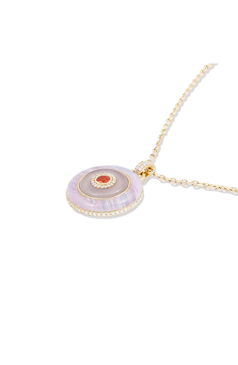 Campbell + Charlotte Evolve Stone Inlay Disk Pendant Necklace, Alternate, color, Purple- Gold