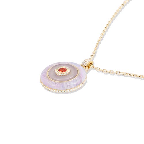 Campbell + Charlotte Evolve Stone Inlay Disk Pendant Necklace In Gold