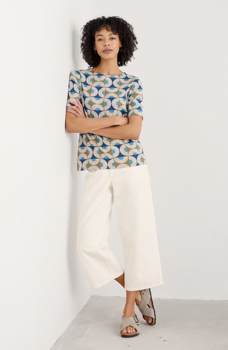 Seasalt Cornwall Poisson Print Organic Coton T-Shirt, Alternate, color, Sun Geo Poseidon