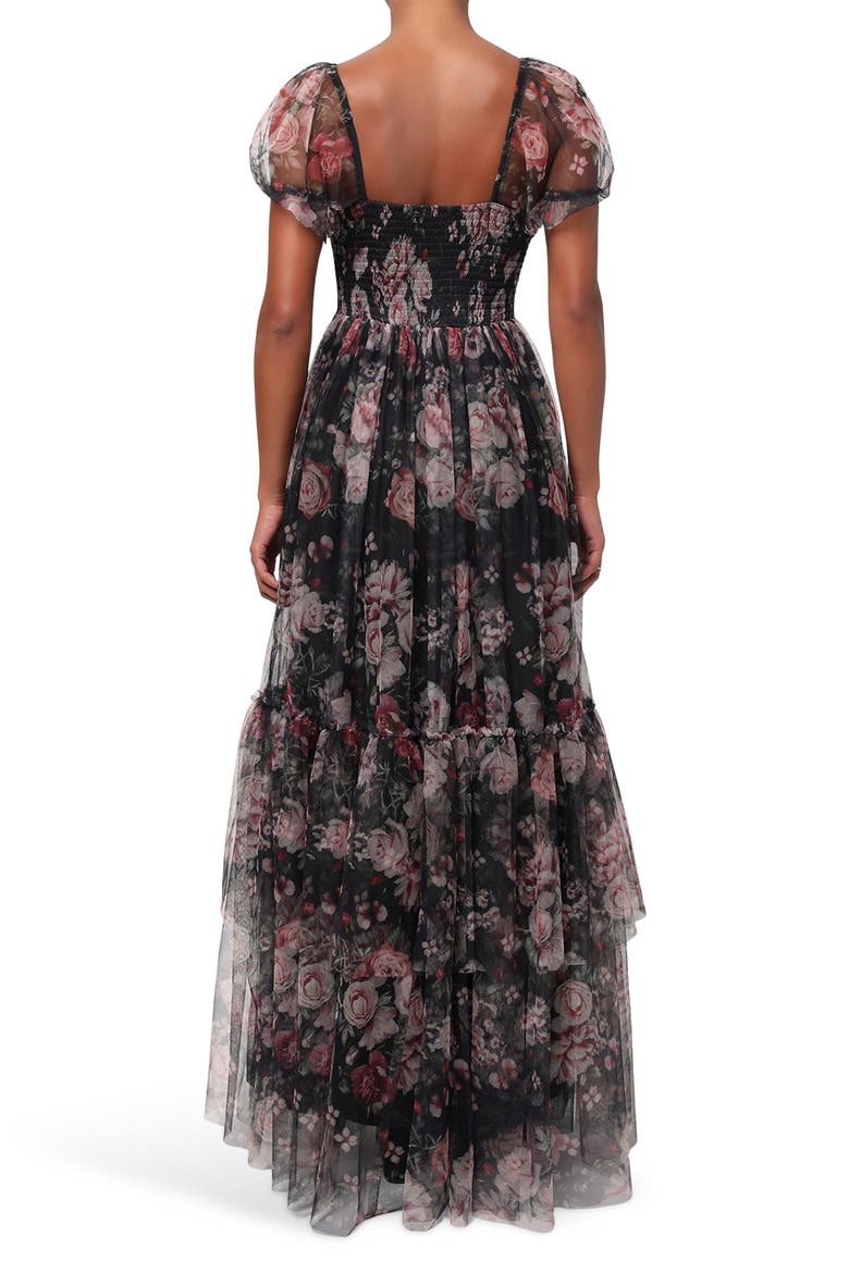Jenna Floral Mesh Maxi Dress, Alternate, color, BLACK FLORAL