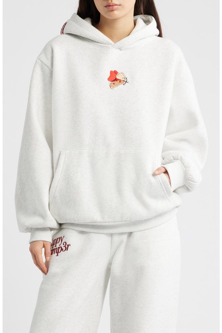 Sweet Like Cherry Embroidered Hoodie, Main, color, HEATHER GRAY