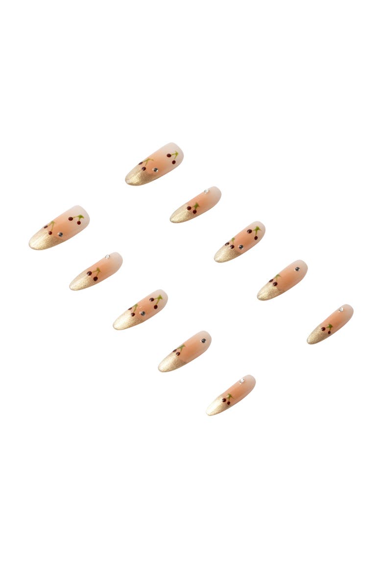 Cherry Bloom Luxury Handmade Press On Nails, Alternate, color, Peach