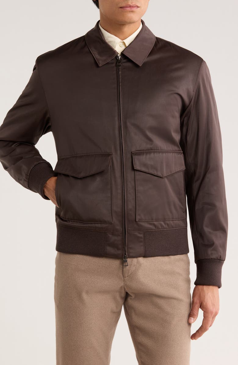 BOSS x David Beckham Cinsun Bomber Jacket, Alternate, color, Open Brown