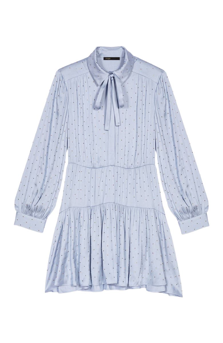 maje Studded flowing shirt dress, Alternate, color, Light Blue