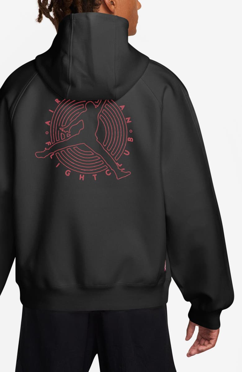 Jordan Flight Club Oversize Fleece Zip Hoodie, Alternate, color, Black
