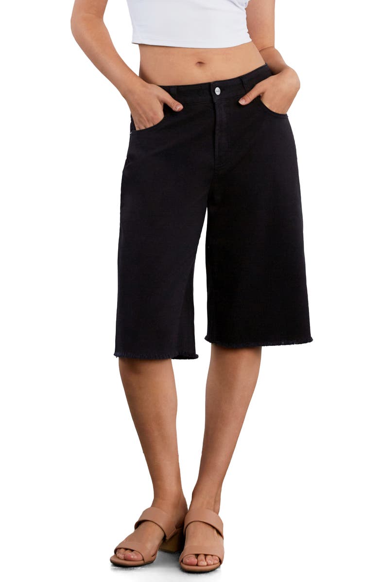 HINT OF BLU Longer Length Denim Shorts, Alternate, color,