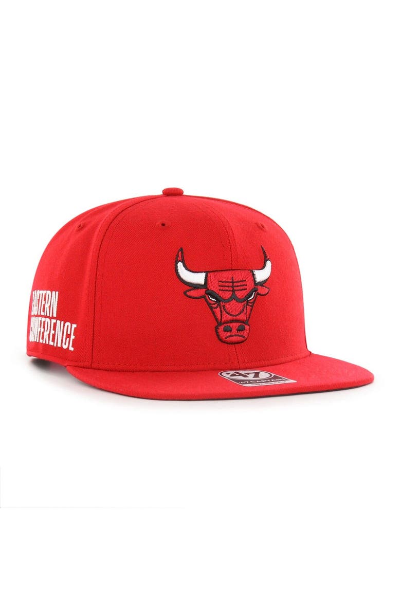 '47 Men's '47 Red Chicago Bulls Sure Shot Captain Snapback Hat, Main, color,
