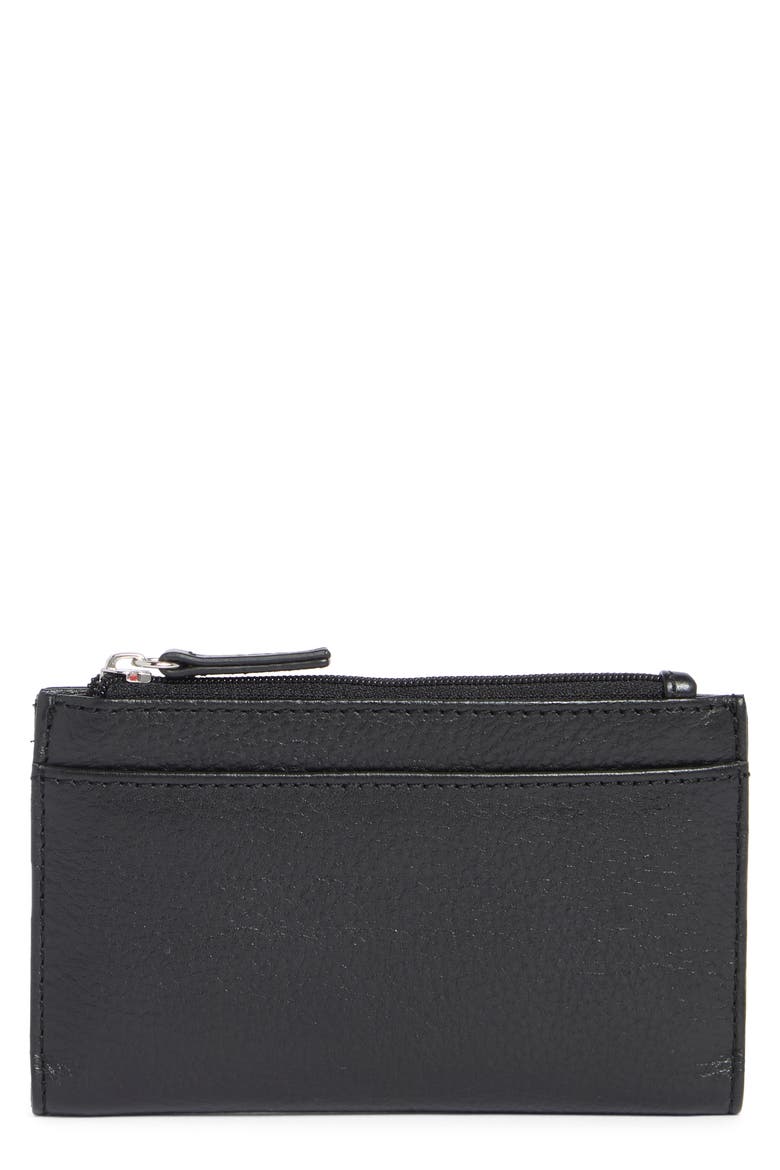 Delilah Slim Bifold Card Wallet, Main, color, BLACK