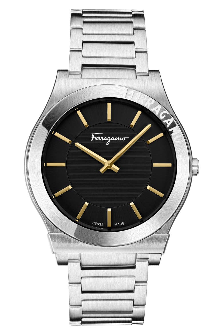 Gancini Swiss Quartz Bracelet Watch, 42mm, Main, color, STAINLESS STEEL