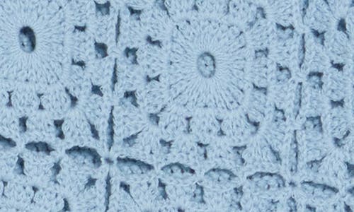 Design History Granny Square Crochet Sweater Vest In Blue Frost