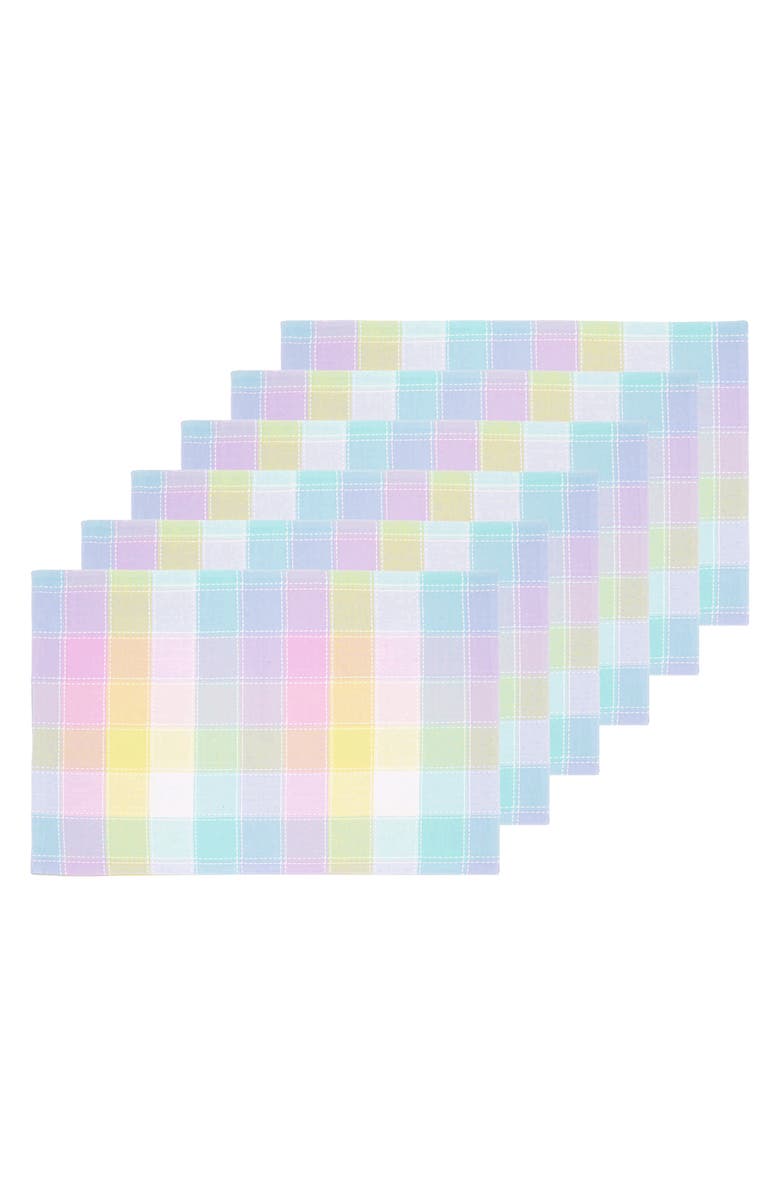 C&F Home Hana Color Block Plaid Placemats Set of 6, 13" x 19", Main, color, Blue