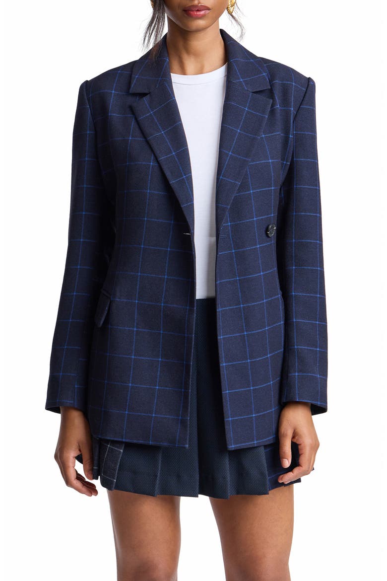 Hourglass Windowpane Blazer, Alternate, color, NAVY WINDOWPANE