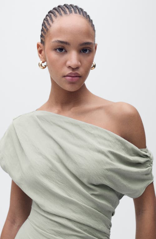Mango Asymmetric Drape One-shoulder Minidress