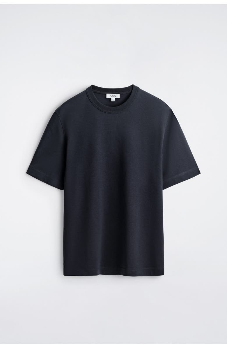 COS Interlock Cotton Crew-Neck T-Shirt, Alternate, color, Navy