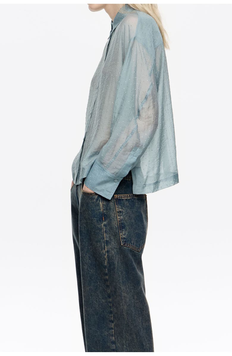 Bimba y Lola Mini Rhinestones Boxy Shirt, Alternate, color, Light Blue