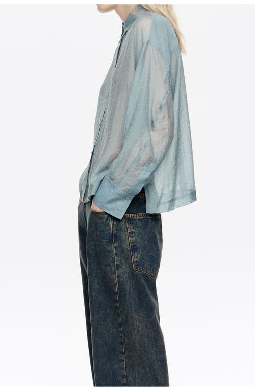 Bimba Y Lola Mini Rhinestones Boxy Shirt In Blue