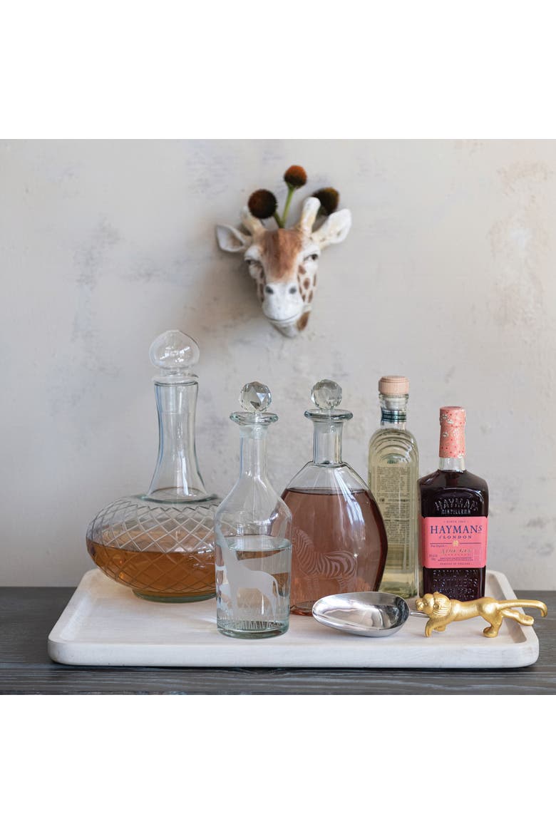 20-Ounce Etched Glass Decanter with Giraffes and Glass Stopper, Clear, Alternate, color, Clear