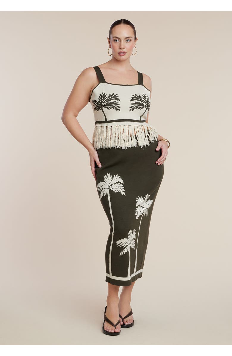 ELOQUII Intarsia Column Skirt, Alternate, color, Trio Palm Olive