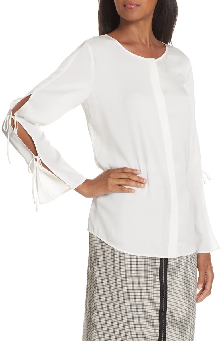 BOSS Burana Stretch Silk Blouse, Alternate, color,