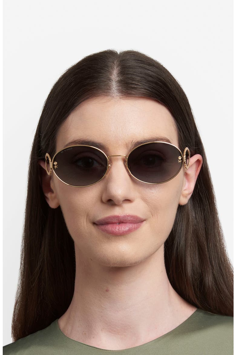 57mm Oval Sunglasses, Alternate, color, ROSE GOLD/ DARK GREY SF