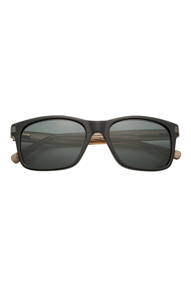 56mm Polarized Square Sunglasses, Main, color, BLACK