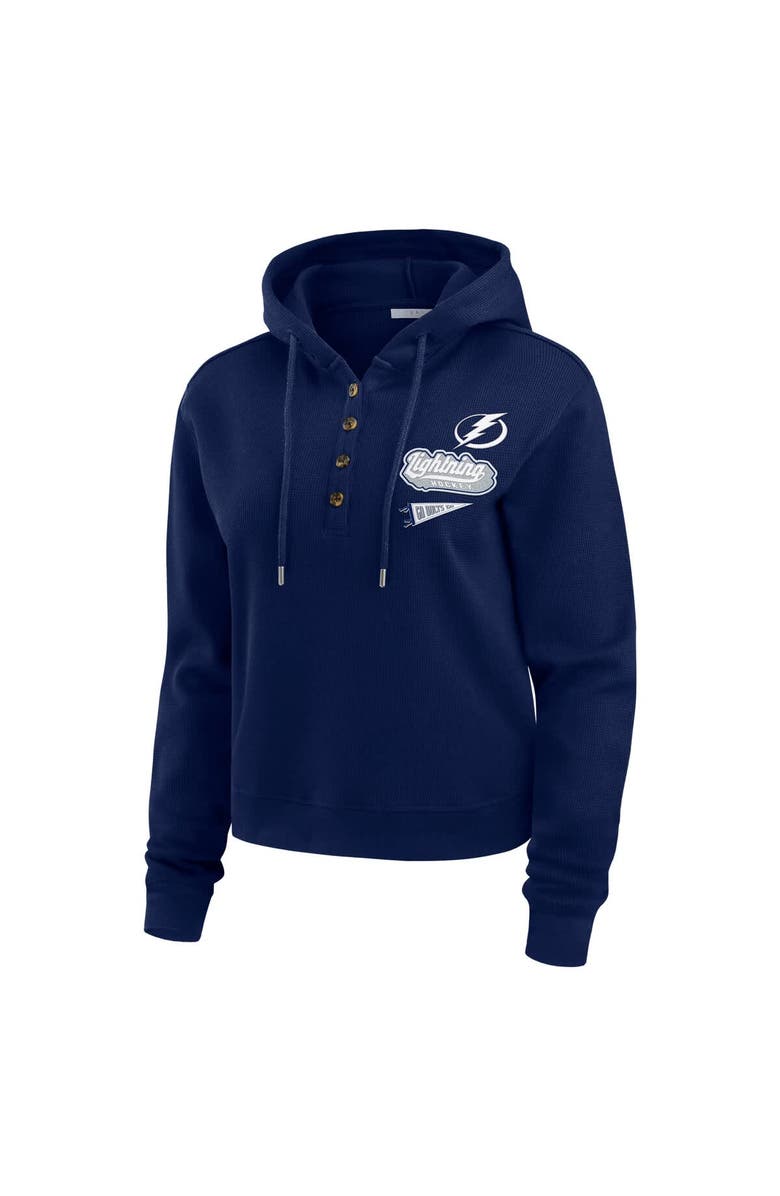 WEAR by Erin Andrews Women's WEAR by Erin Andrews Blue Tampa Bay Lightning Waffle-Knit Pullover Hoodie, Alternate, color, Blue