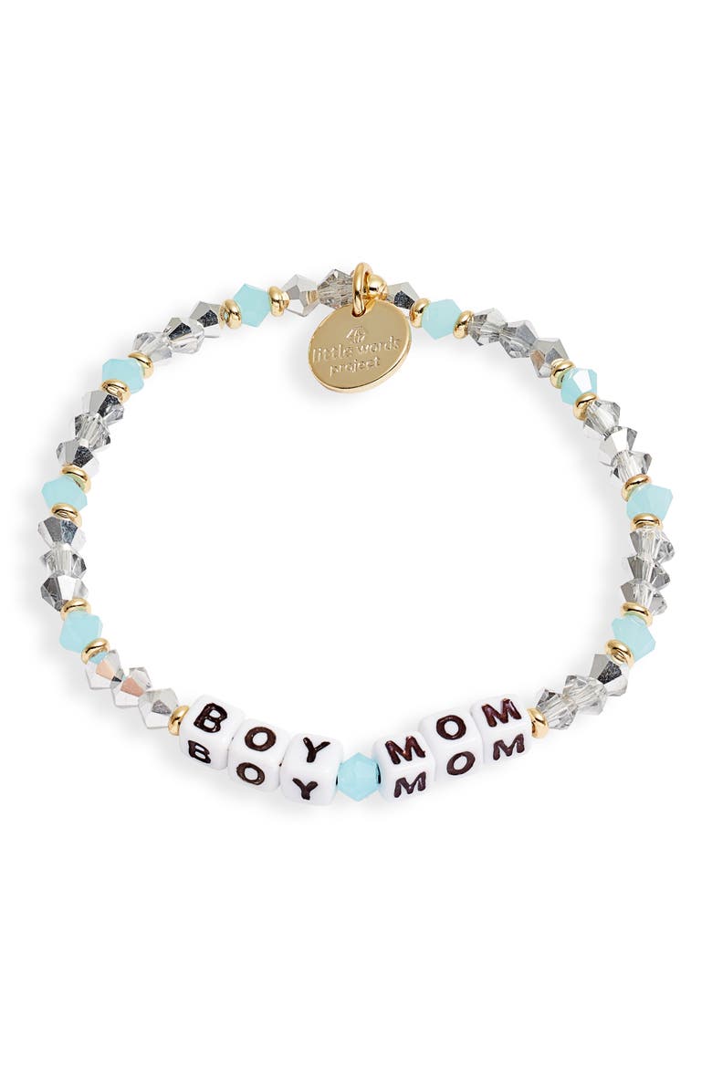 Boy Mom Stretch Bracelet, Main, color, BLUE/ WHITE