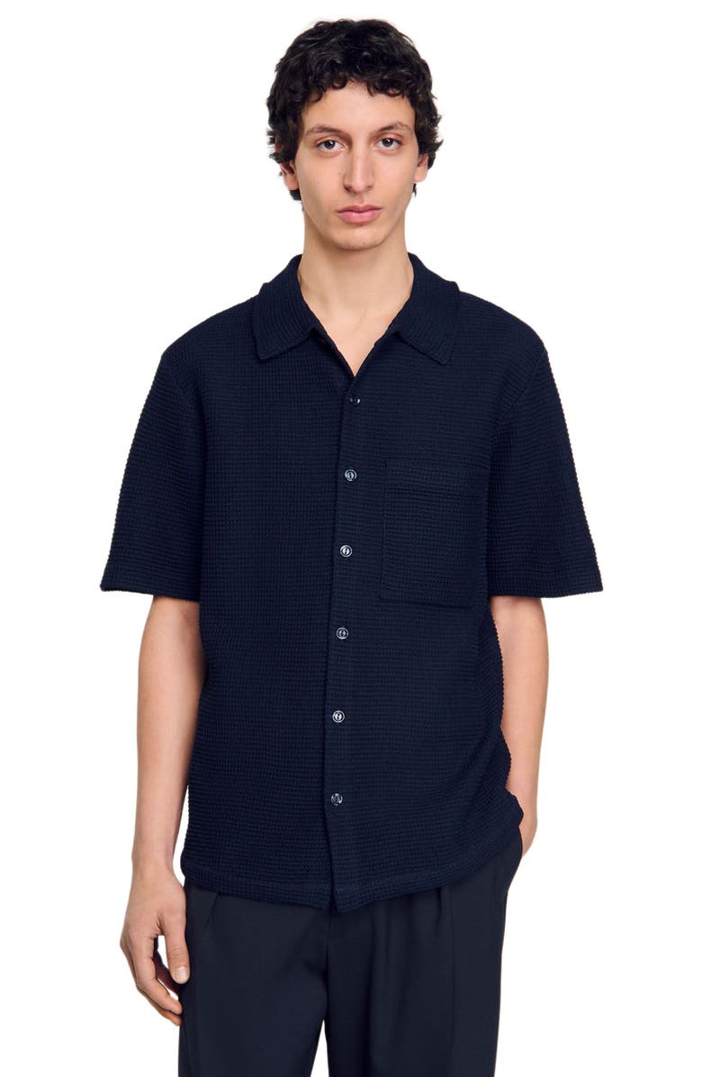 SANDRO Waffled shirt, Alternate, color, Midnight Blue
