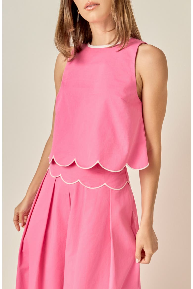 Scalloped Hem Cotton Tank, Alternate, color, ROSE PINK