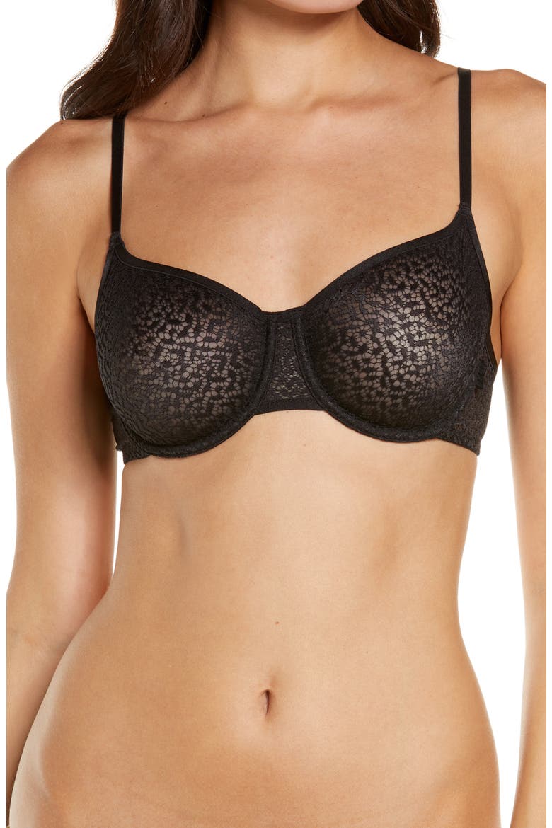 Modern Lace Unlined Demi Bra, Main, color, BLACK