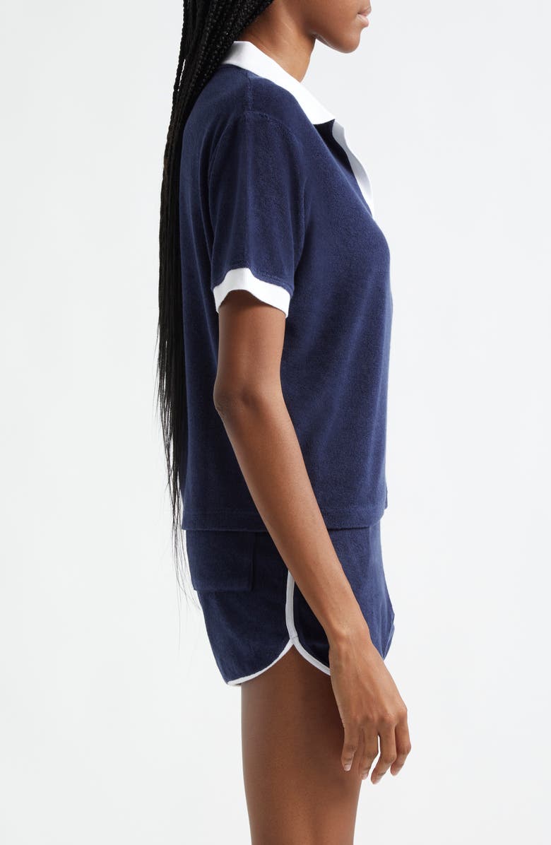 Sporty & Rich Italic Logo Cotton Terry Polo, Alternate, color, 