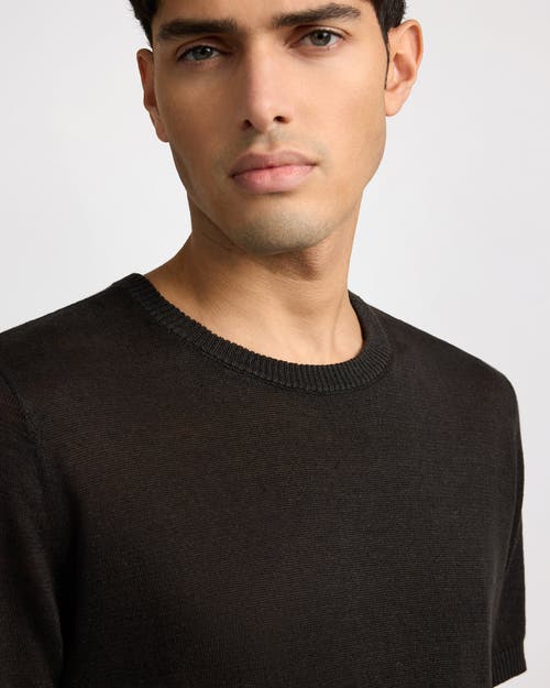 Onia Linen Knit Tee Shirt In Black