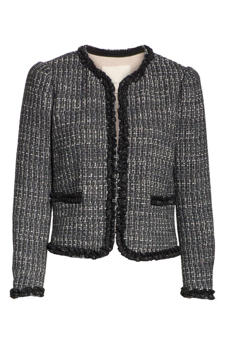 Rebecca Taylor Ruffle Trim Tweed Jacket, Alternate, color,