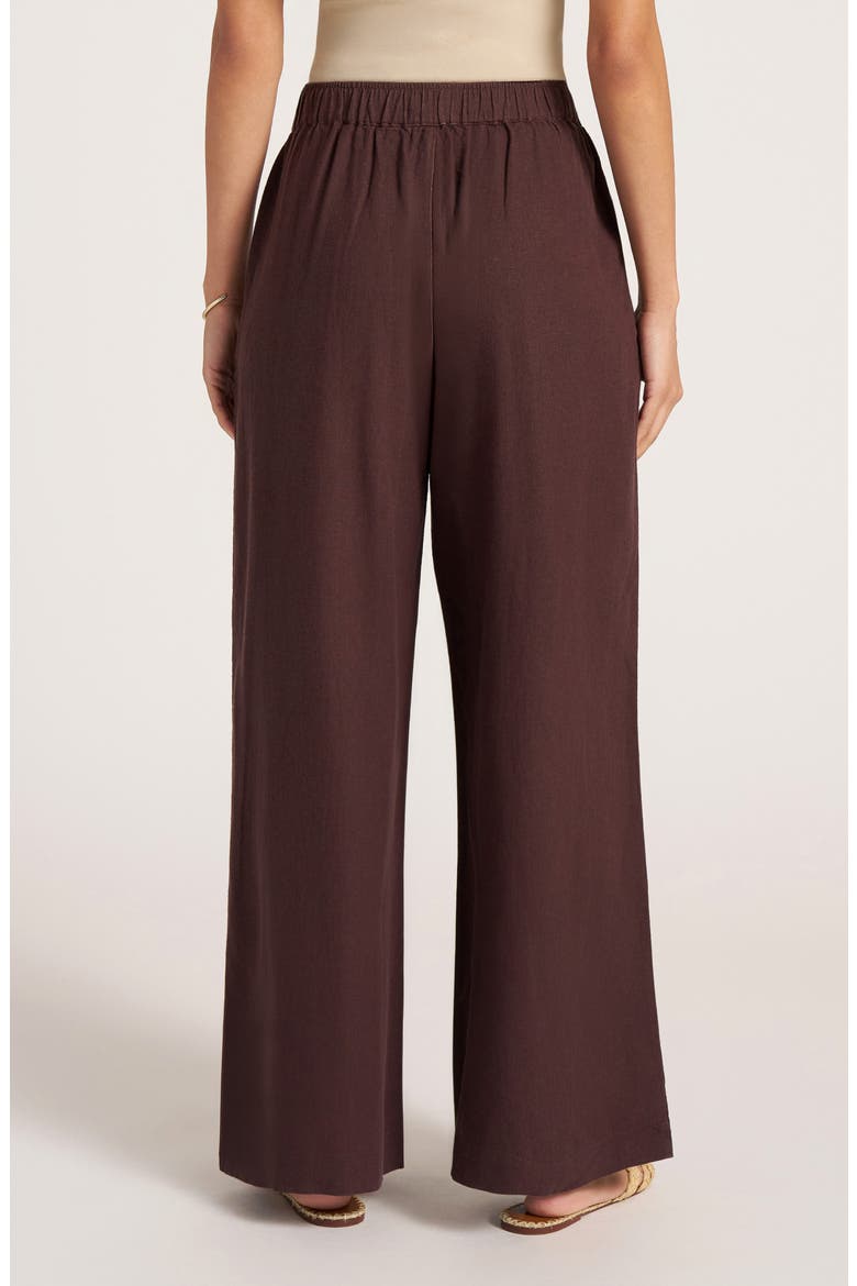 Seraphine Wide Leg Linen Blend Pants, Alternate, color, CHOCOLATE