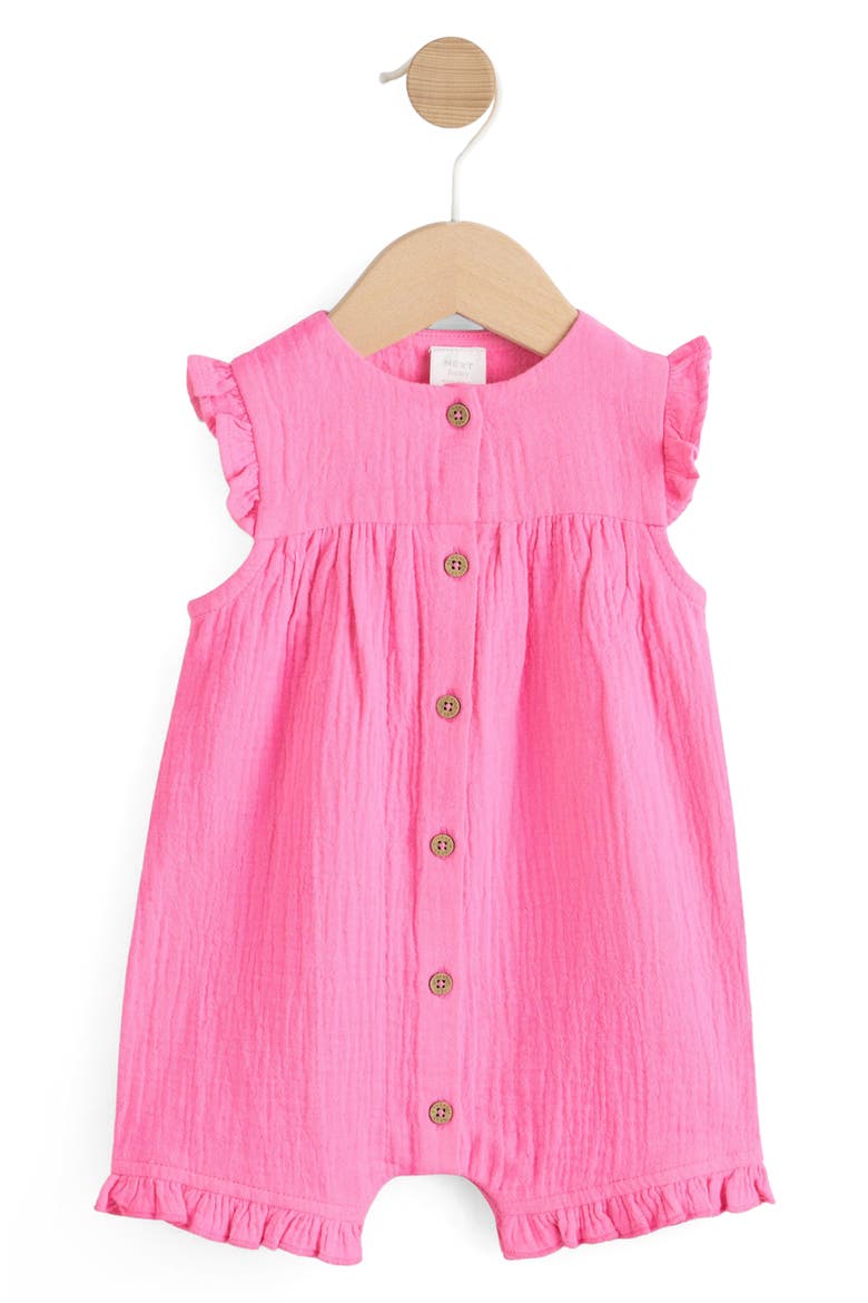 Frill Dungaree Romper, Main, color, PINK