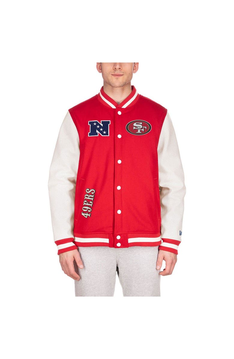 New Era Men's New Era  Scarlet San Francisco 49ers Third Down Varsity Full-Snap Jacket, Alternate, color, 