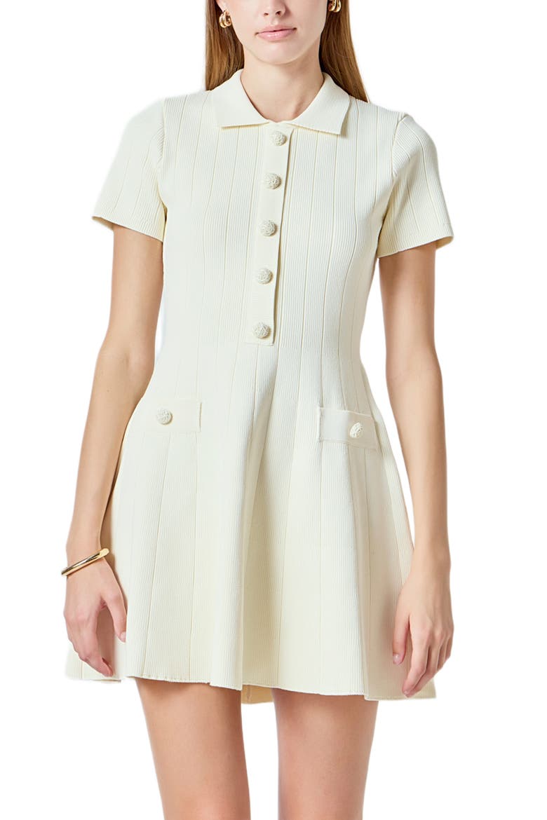 Fit & Flare Knit Minidress, Alternate, color, IVORY