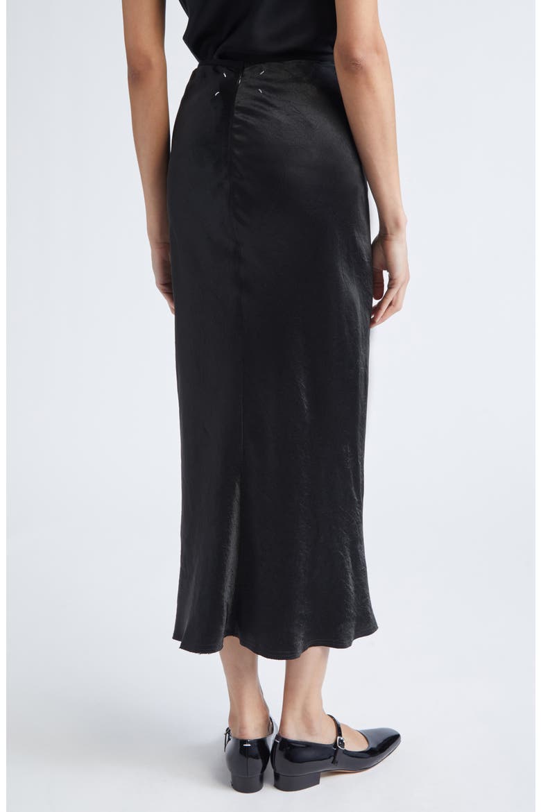 Crinkle Finish Satin Skirt, Alternate, color, BLACK