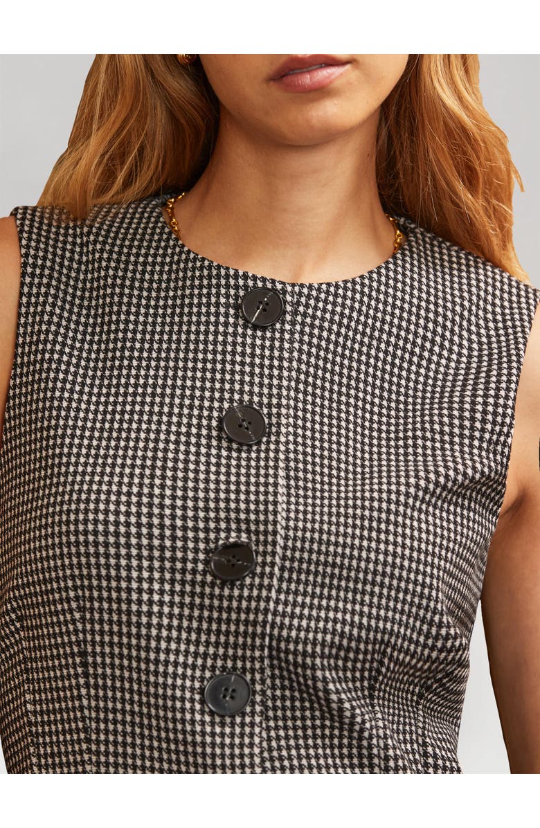 Ro&Zo Round Neck Houndstooth Waistcoat, Alternate, color, Grey