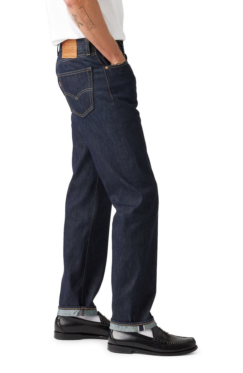 Levi's<sup>®</sup> 505<sup>™</sup> Relaxed Straight Leg Selvedge Jeans, Alternate, color, Midnight Selvedge