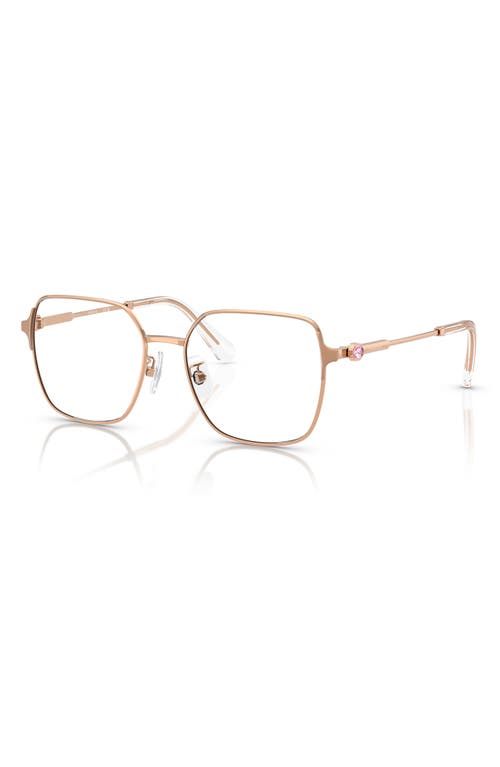 Swarovski 53mm Square Optical Glasses In Rose Gold