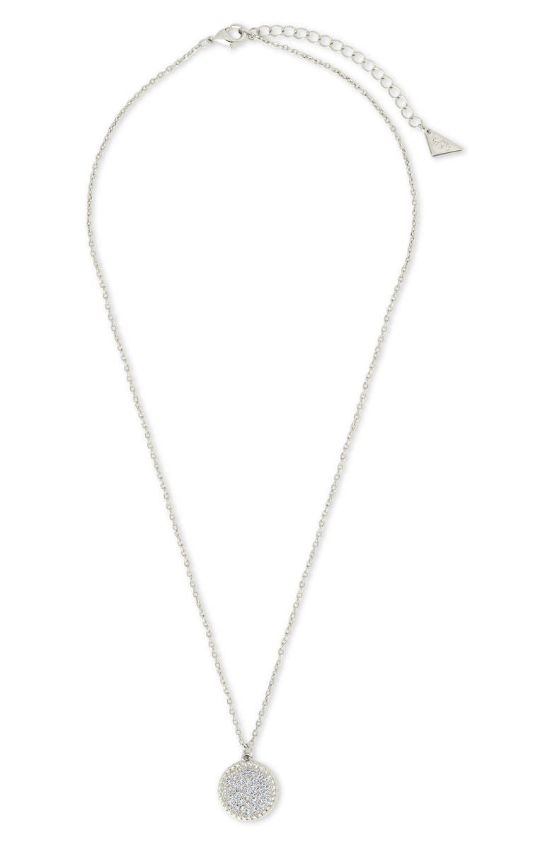 Sterling Forever Landyn CZ Circle Pendant Necklace, Alternate, color, Silver