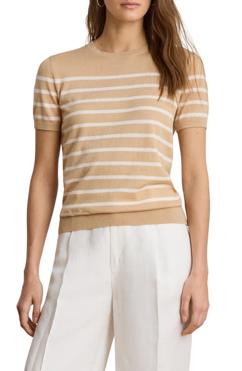 Short Sleeve Cotton Blend Sweater