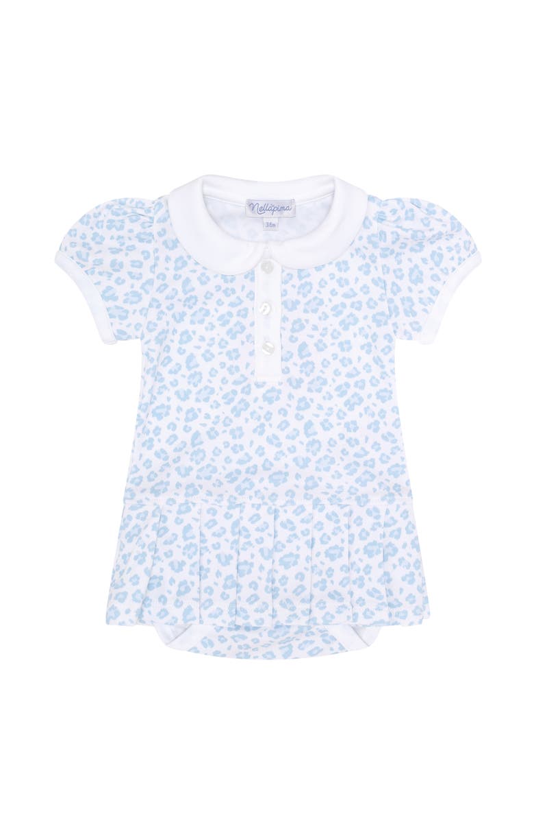 Nellapima Blue Cheetah Print Pleated Dress - Baby, Main, color, Blue