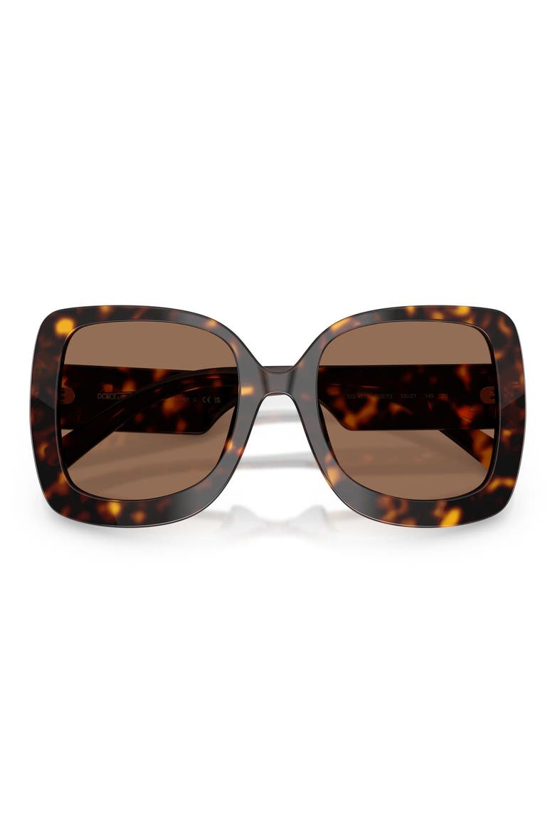 55mm Square Sunglasses, Alternate, color, HAVANA / DARK BROWN