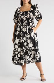 SUGARLIPS Mableton Floral Print Smocked Dress